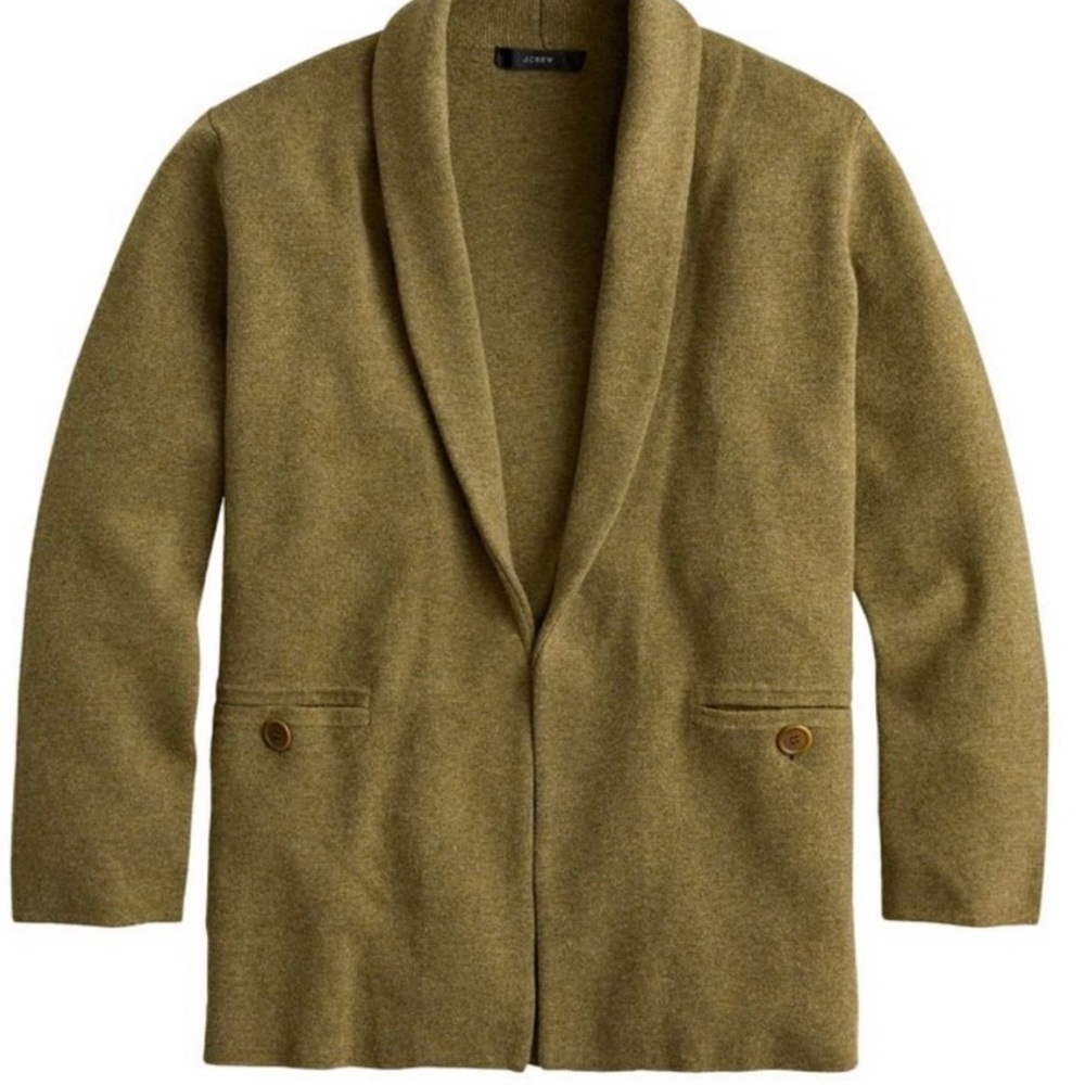J Crew Camille Sweater-Blazer with Shawl Collar - Heather Cilantro